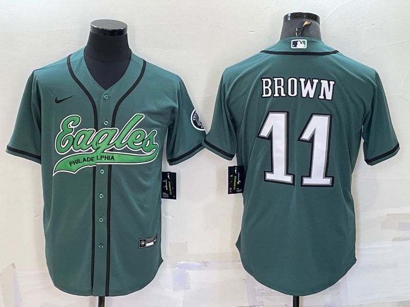 Men Philadelphia Eagles 11 Brown Green 2022 Nike Co branded NFL Jersey